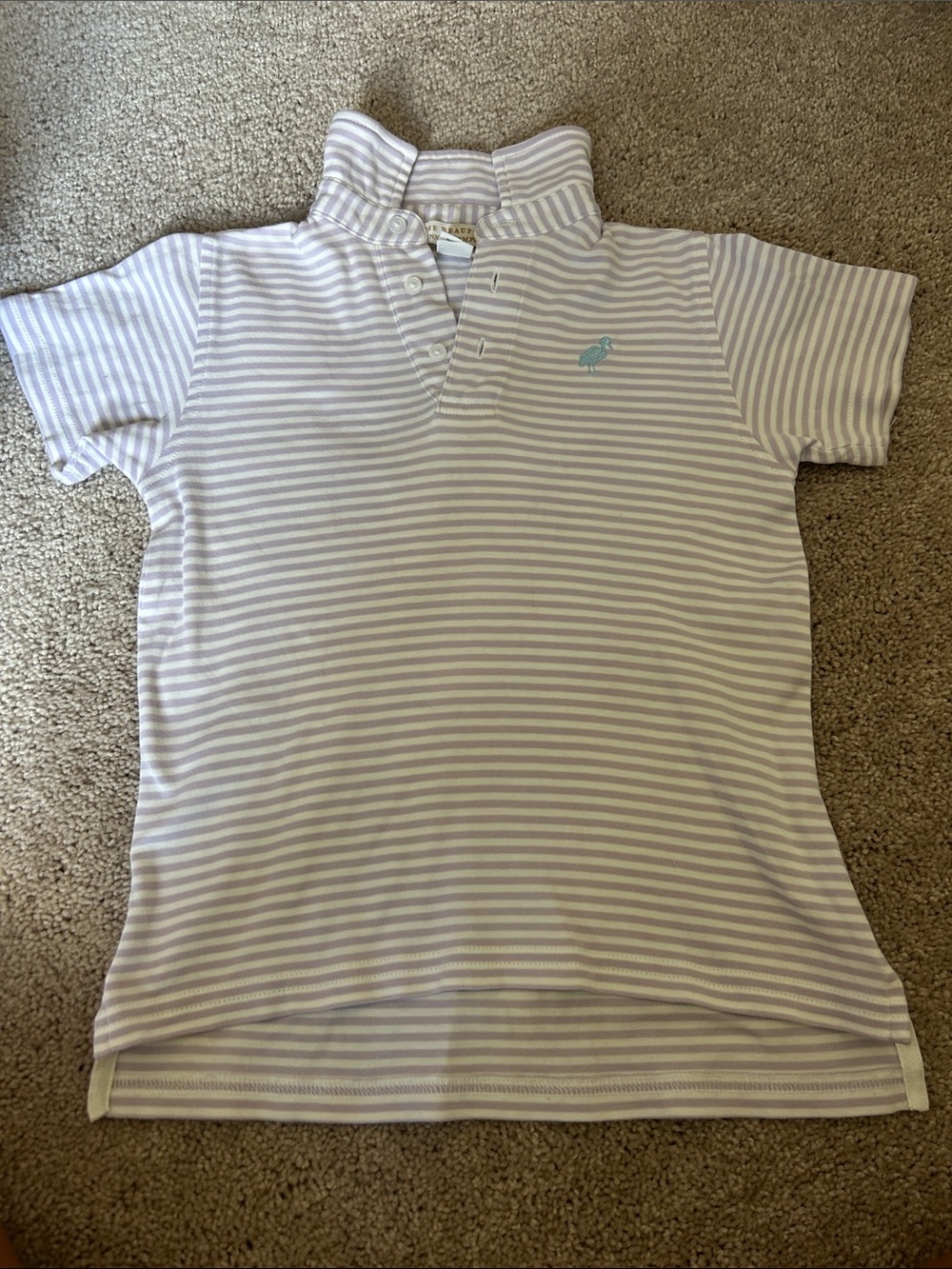 The Beaufort Bonnet Company Lavender and White Striped Polo